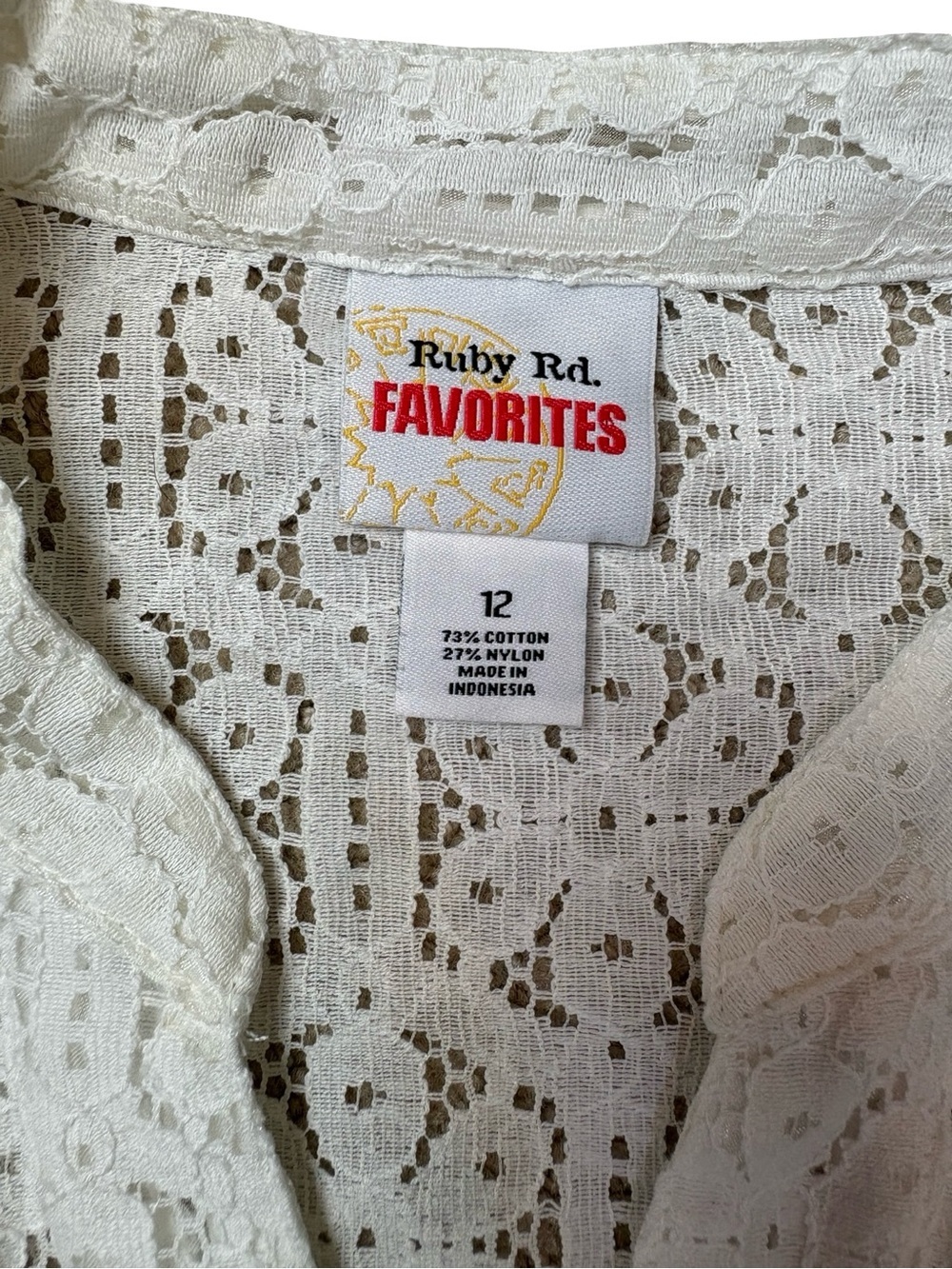 Ruby Rd White Lace Button Down Blouse Top - Picture 4 of 7